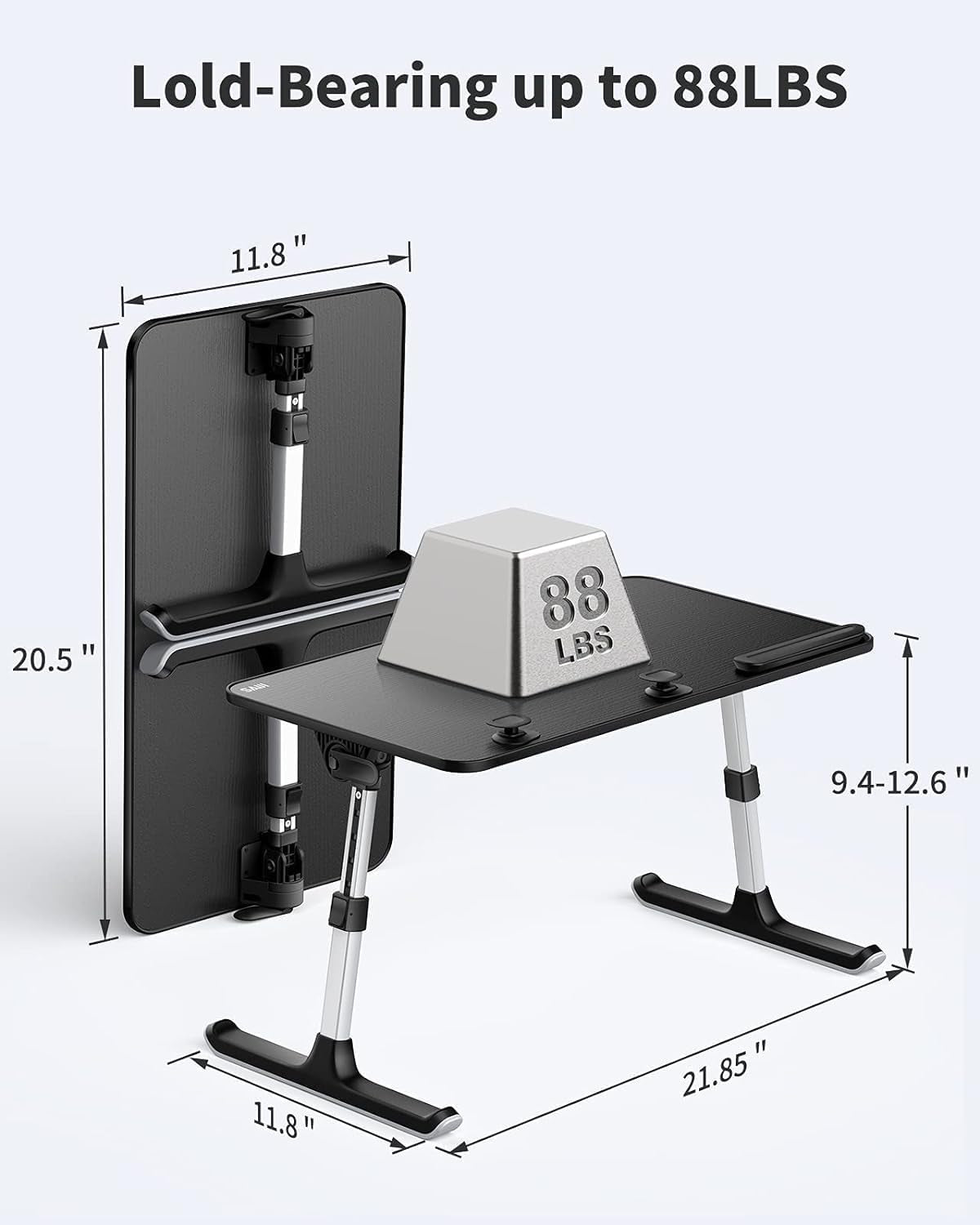 Laptop Desk for Bed, Height & Angle Adjustable Laptop Stand for Bed, Lap Desk Bed Tray Table, Light Weight Foldable Portable Laptop Table for Couch Sofa Chair Floor Desk for Adults, Kids (Black)-4